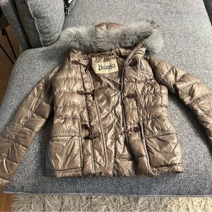 Herno Women's Puffer Jacket with Hood  Gray Fur Trim